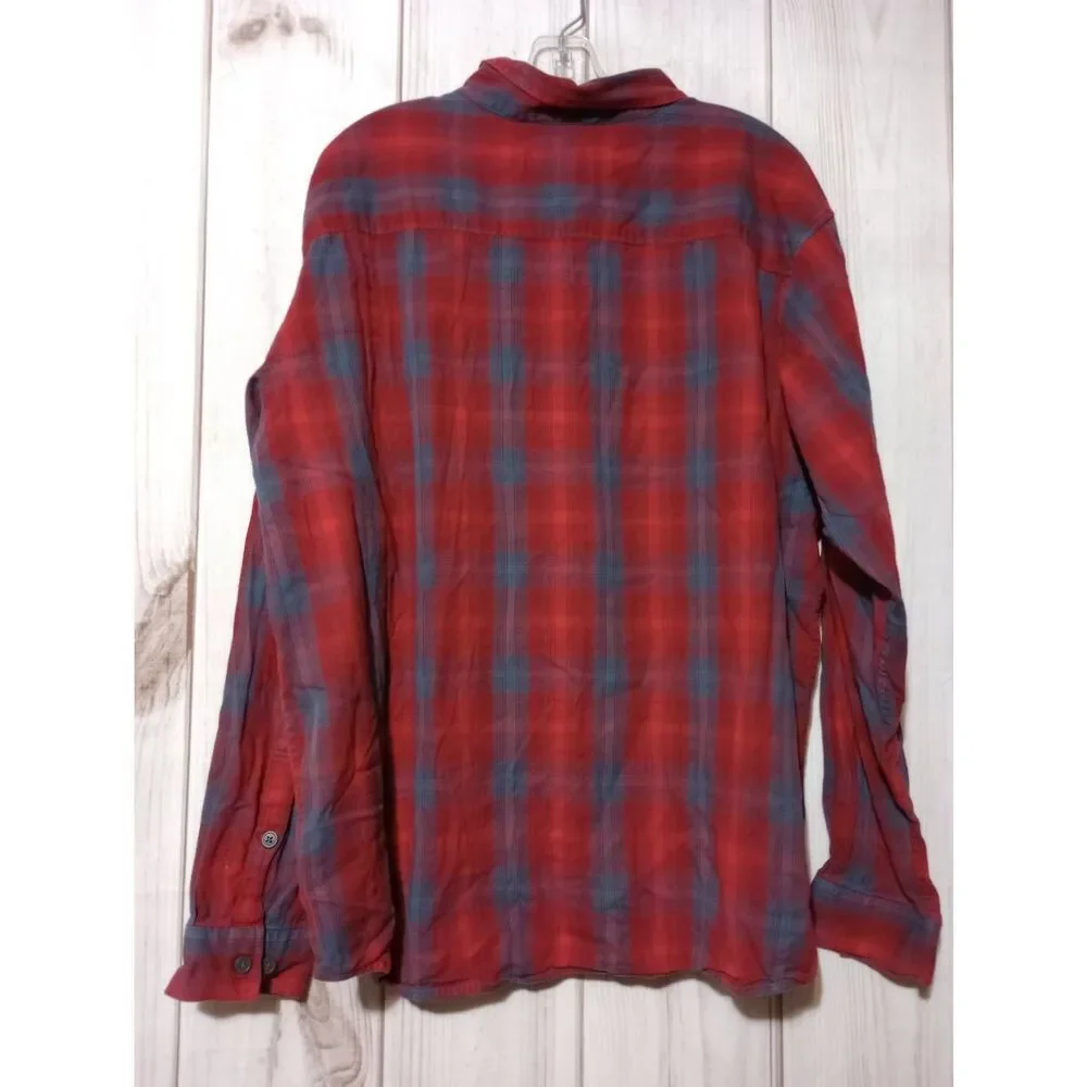 Columbia Shirt Men's 2xl Red Plaid Button Front Long Sleeve Flannel Hiking Outdo